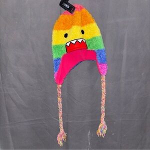 Domo Kun Fur Trapper Hat One Size Rainbow Y2K Fuzzy Earflap